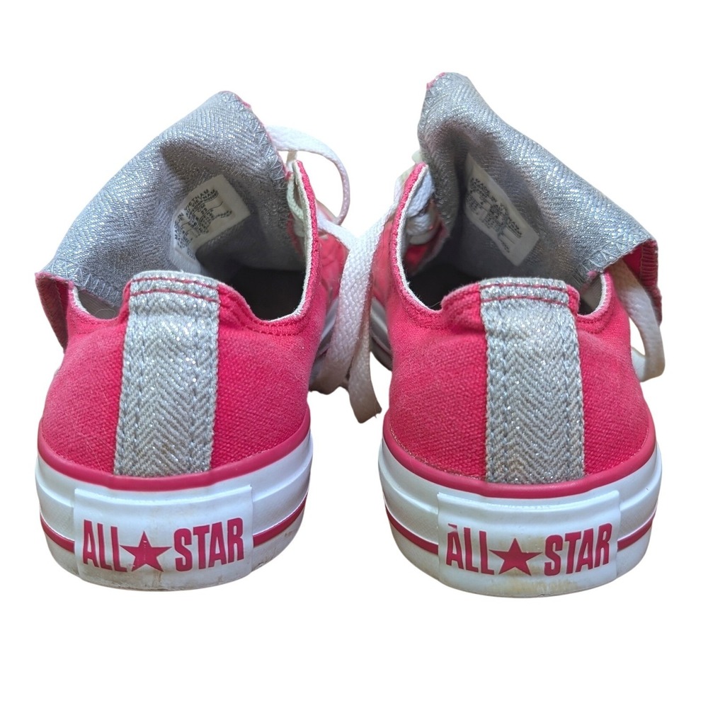 Converse All Star US 6 Women's Pink & Silver Low Top Sneakers Fold Over Tongue - Picture 4 of 9